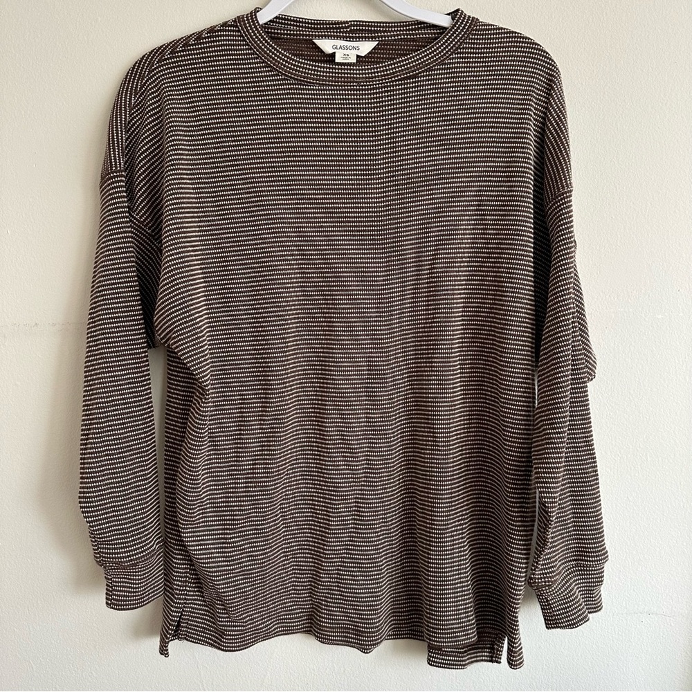 Oversized brown and cream striped shirt